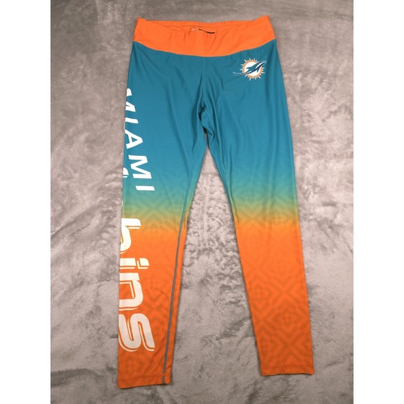 NFL Pants - Miami Dolphins Womens Leggings Size L NFL Team Apparel Teal Orange Logo Athletic